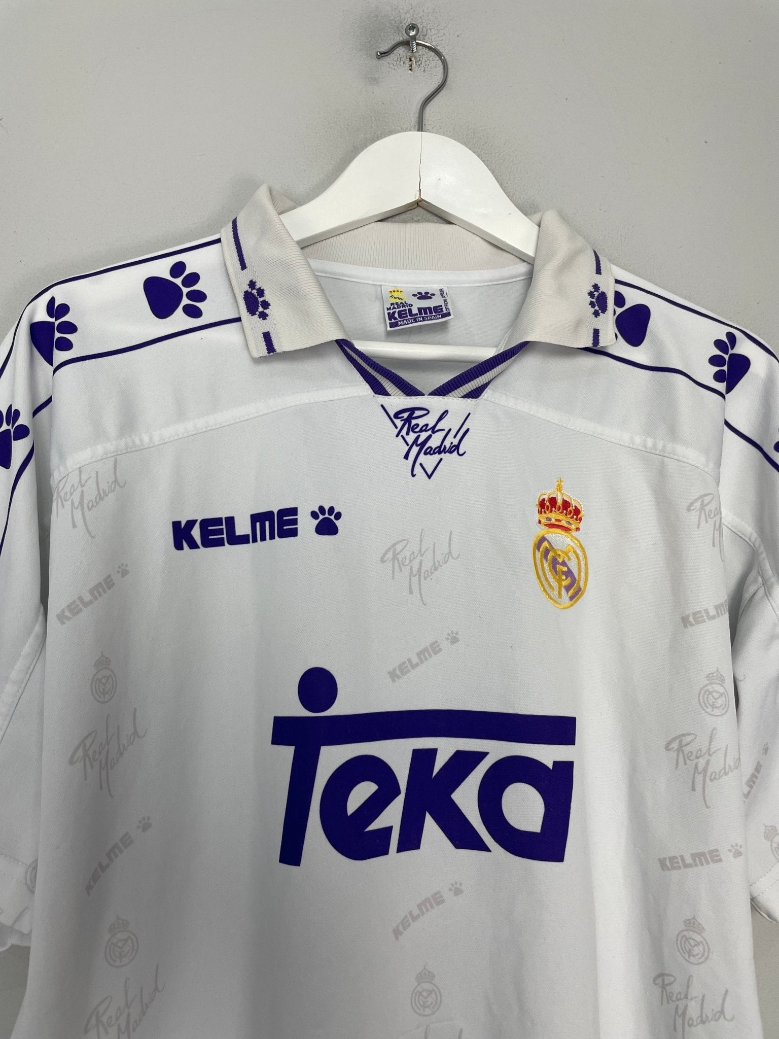 Shop 1994/96 REAL MADRID #8 HOME SHIRT (M) KELME, classic football shirts, vintage football shirts & retro soccer jerseys at Cult Kits