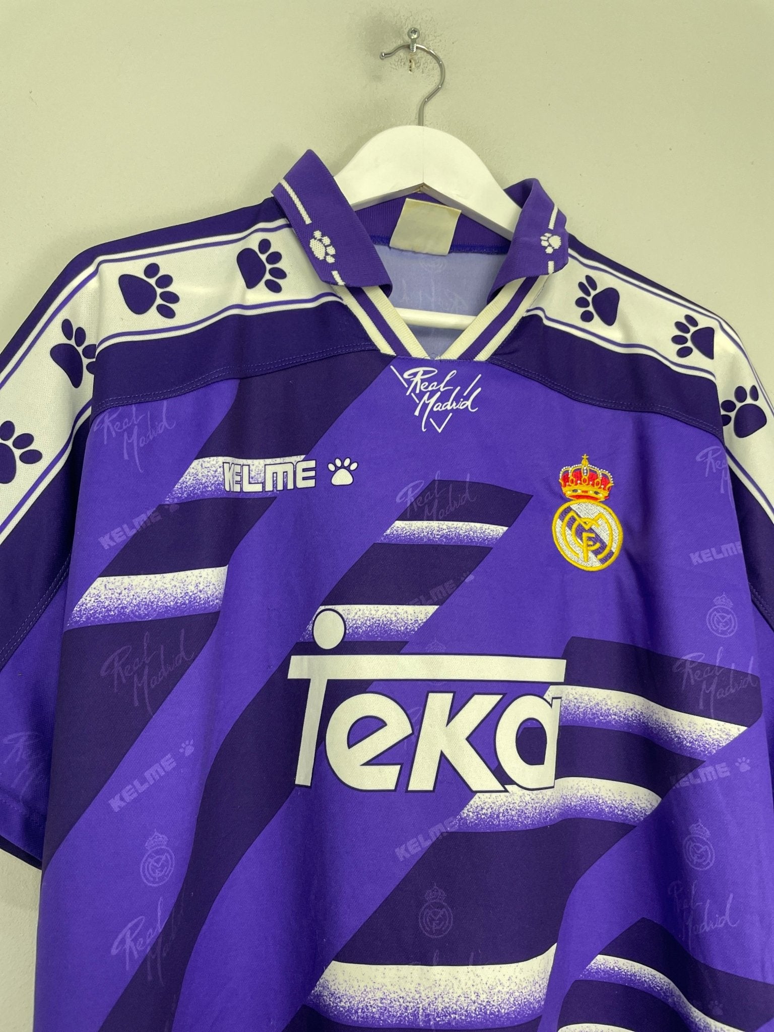 Shop 1994/96 REAL MADRID AWAY SHIRT (L) KELME, classic football shirts, vintage football shirts & retro soccer jerseys at Cult Kits