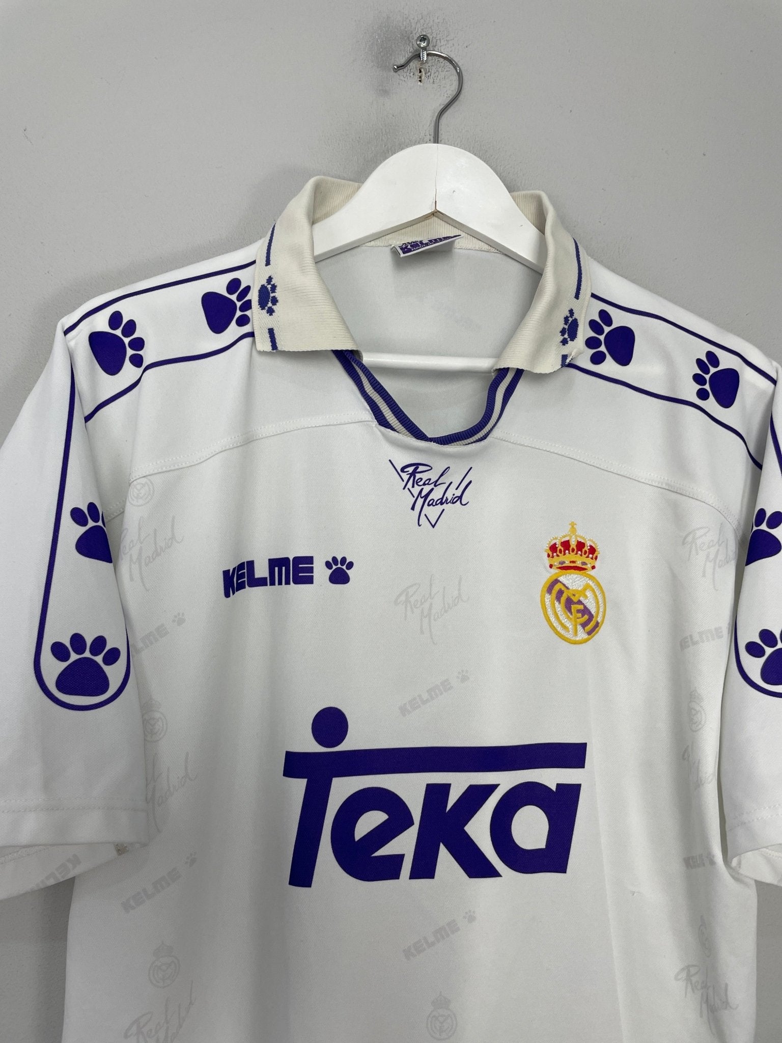 Shop 1994/96 REAL MADRID HOME SHIRT (L) KELME, classic football shirts, vintage football shirts & retro soccer jerseys at Cult Kits