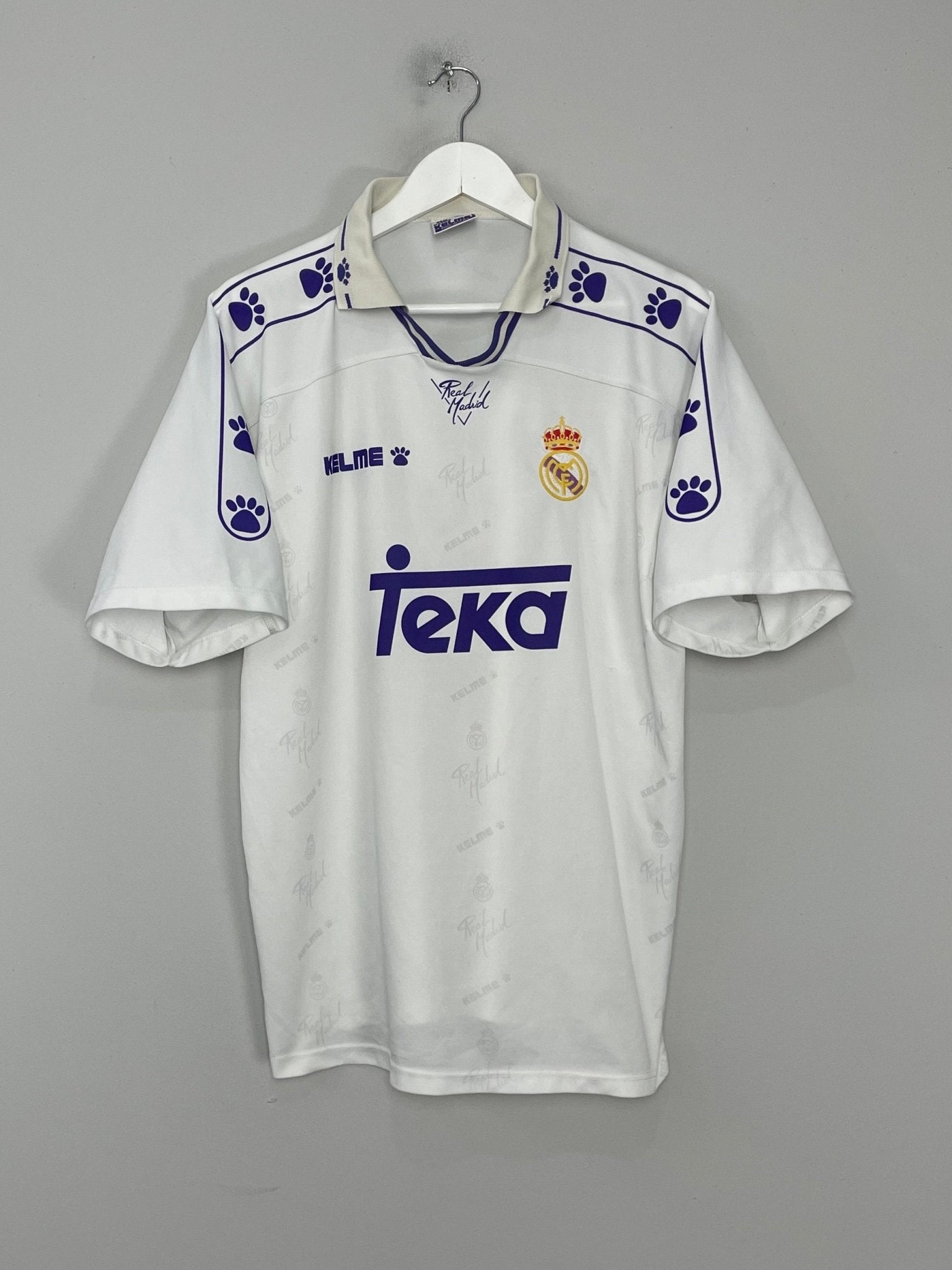 Shop 1994/96 REAL MADRID HOME SHIRT (L) KELME, classic football shirts, vintage football shirts & retro soccer jerseys at Cult Kits