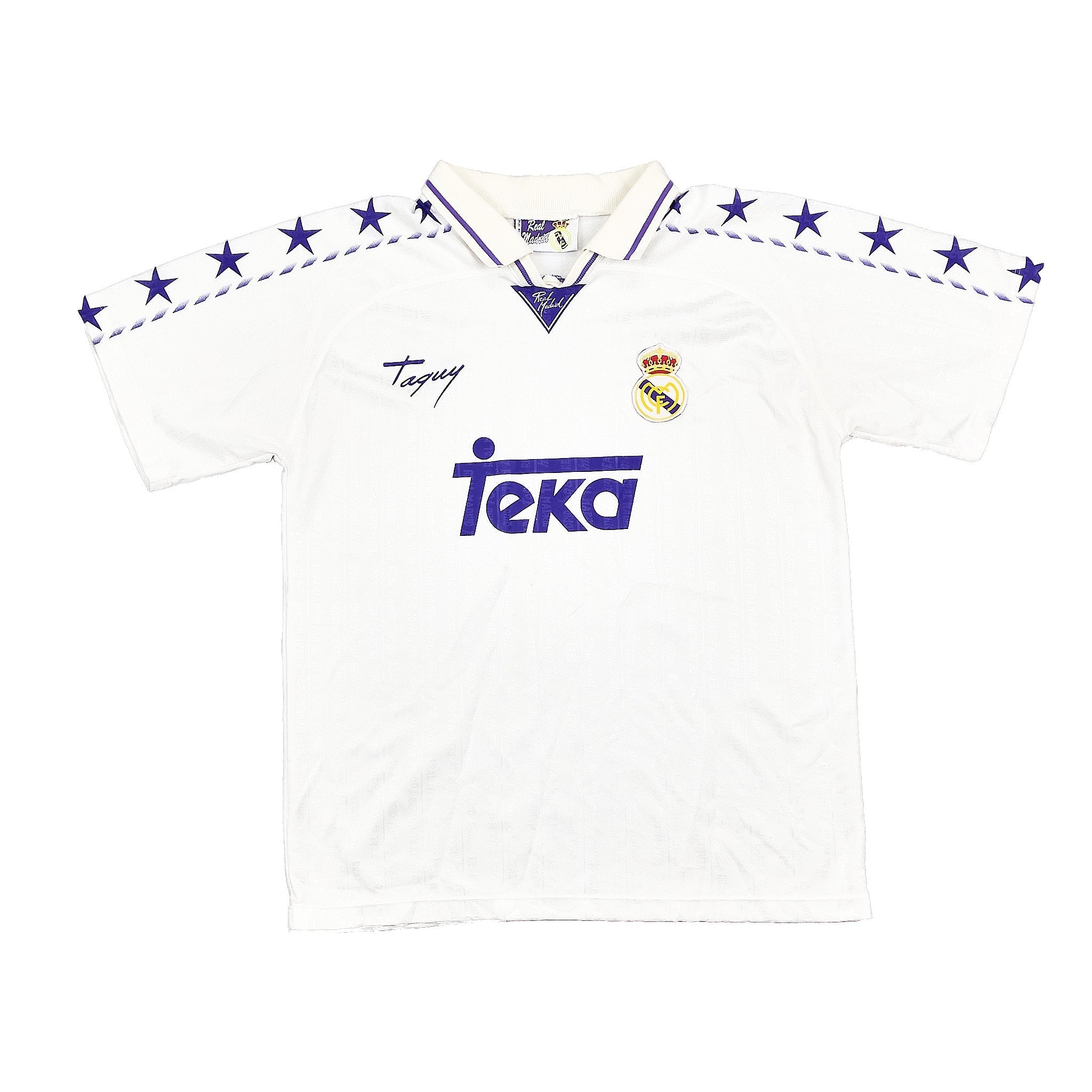 Buy 1994/96 REAL MADRID HOME SHIRT (L) TAQUY ~ Free worldwide shipping available ~ Authentic Vintage Football Shirts from Cult Kits