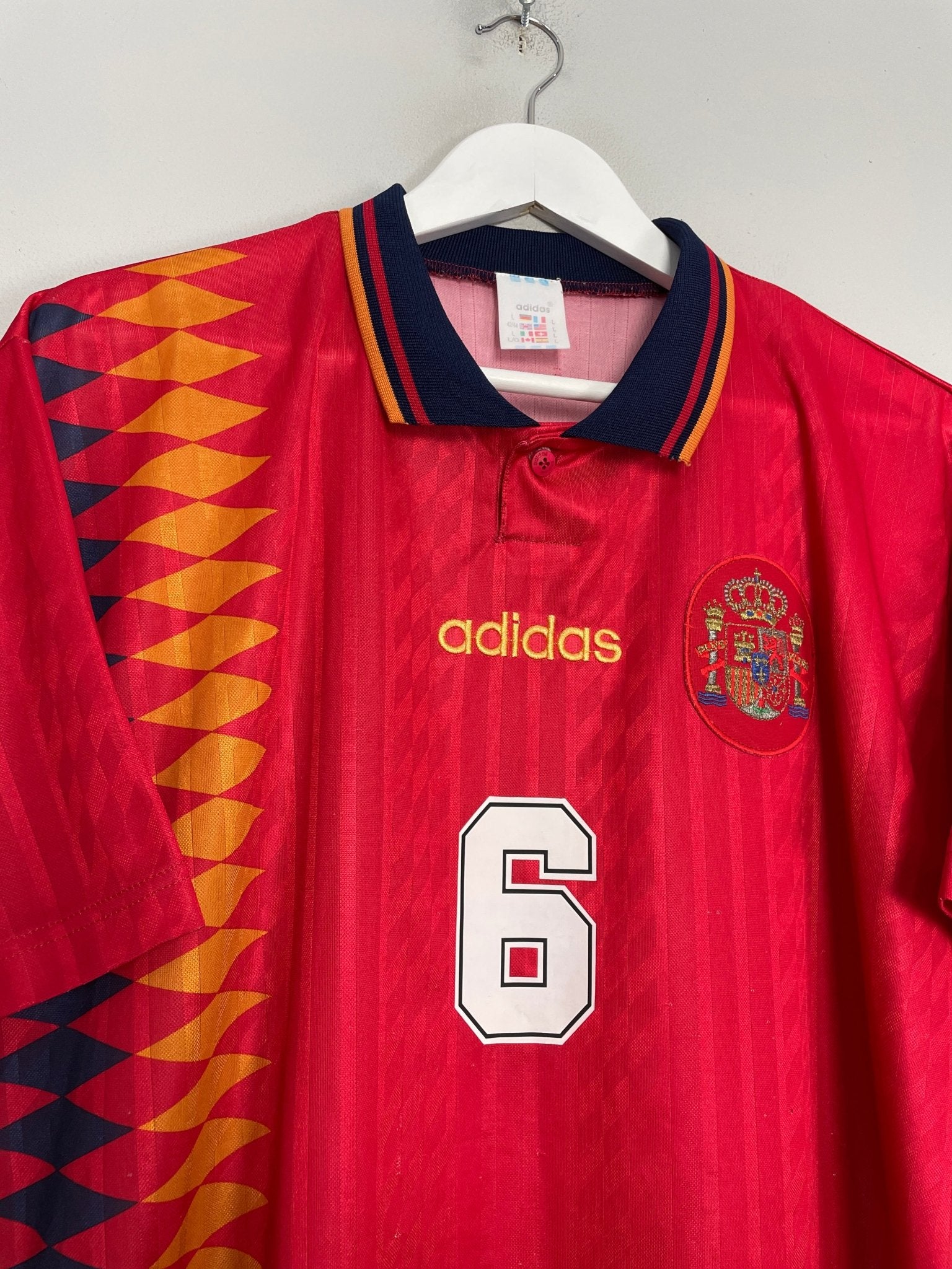 Shop 1994/96 SPAIN HIERRO #6 HOME SHIRT (L) ADIDAS, classic football shirts, vintage football shirts & retro soccer jerseys at Cult Kits