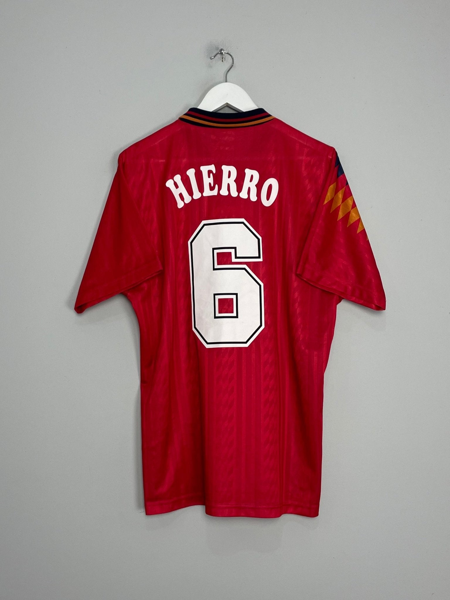 Shop 1994/96 SPAIN HIERRO #6 HOME SHIRT (L) ADIDAS, classic football shirts, vintage football shirts & retro soccer jerseys at Cult Kits