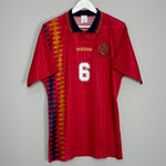 Shop 1994/96 SPAIN HIERRO #6 HOME SHIRT (L) ADIDAS, classic football shirts, vintage football shirts & retro soccer jerseys at Cult Kits