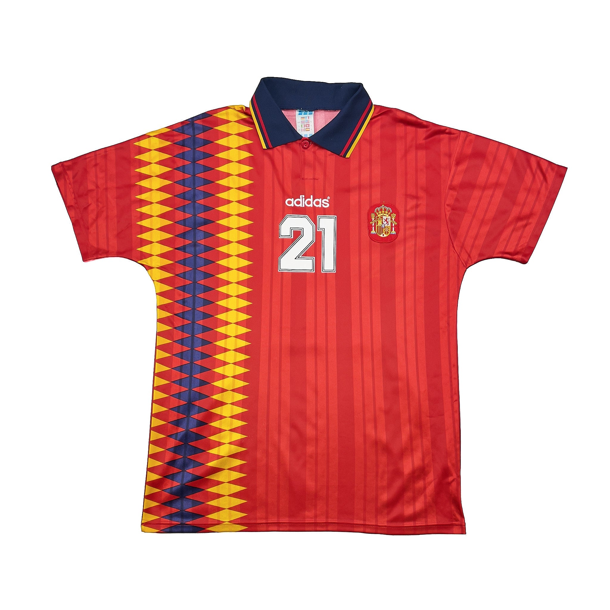 Buy 1994/96 Spain Luis Enrique 21 Home Shirt (L) Adidas ~ Free worldwide shipping available ~ Authentic Vintage Football Shirts from Cult Kits