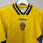 Shop 1994/96 SWEDEN HOME SHIRT (M) ADIDAS, classic football shirts, vintage football shirts & retro soccer jerseys at Cult Kits