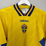 Shop 1994/96 SWEDEN HOME SHIRT (M) ADIDAS, classic football shirts, vintage football shirts & retro soccer jerseys at Cult Kits