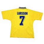Buy 1994/96 Sweden Larsson 7 Home Shirt (L) Adidas ~ Free worldwide shipping ~ Authentic Vintage Football Shirts from Cult Kits