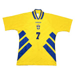 Buy 1994/96 Sweden Larsson 7 Home Shirt (M) Adidas ~ Free worldwide shipping ~ Authentic Vintage Football Shirts from Cult Kits
