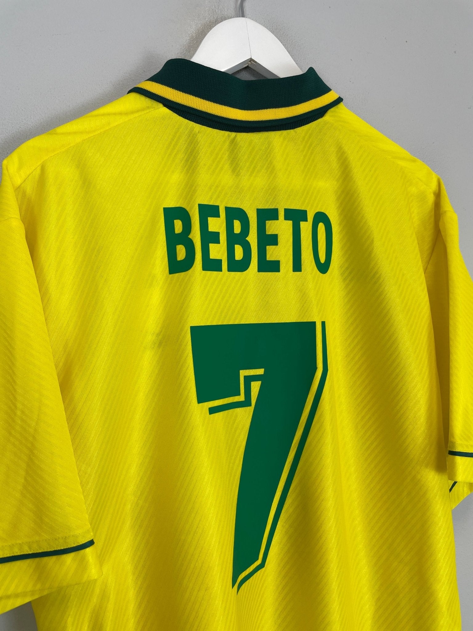 Shop 1994/97 BRAZIL BEBETO #7 HOME SHIRT (XL) UMBRO, classic football shirts, vintage football shirts & retro soccer jerseys at Cult Kits