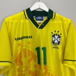 Shop 1994/97 BRAZIL ROMARIO #11 HOME SHIRT (L) UMBRO, classic football shirts, vintage football shirts & retro soccer jerseys at Cult Kits