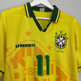 Shop 1994/97 BRAZIL ROMARIO #11 HOME SHIRT (M) UMBRO, classic football shirts, vintage football shirts & retro soccer jerseys at Cult Kits