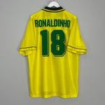 Shop 1994/97 BRAZIL RONALDINHO #18 HOME SHIRT (XL) UMBRO, classic football shirts, vintage football shirts & retro soccer jerseys at Cult Kits