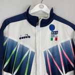 1994 ITALY TRACK JACKET (M) DIADORA BADGE FLAG THREE STARS RETRO GRADIENT COLLAR GREEN WHITE RED NAVY 