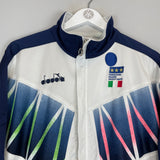 1994 ITALY TRACK JACKET (M) DIADORA BADGE FLAG THREE STARS RETRO GRADIENT COLLAR GREEN WHITE RED NAVY 