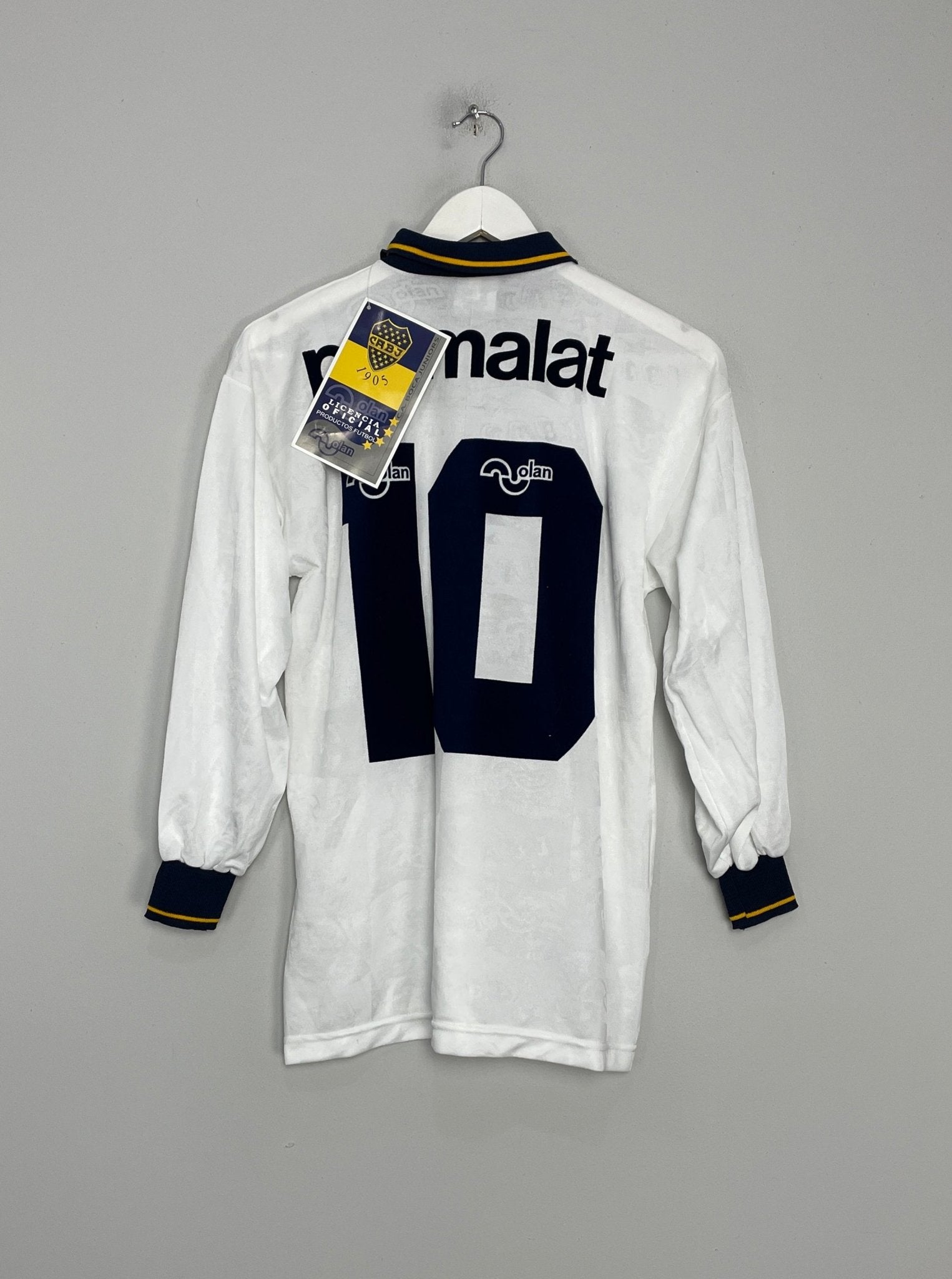 Shop 1995 BOCA JUNIORS #10 (MARADONA) *BNWT* L/S AWAY SHIRT (S) OLAN, classic football shirts, vintage football shirts & retro soccer jerseys at Cult Kits