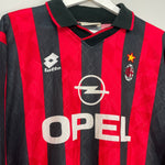 Shop 1995/96 AC MILAN L/S HOME SHIRT (XL) LOTTO, classic football shirts, vintage football shirts & retro soccer jerseys at Cult Kits