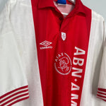 Shop 1995/96 AJAX #11 *DE MEER* HOME SHIRT (XXL) UMBRO, classic football shirts, vintage football shirts & retro soccer jerseys at Cult Kits