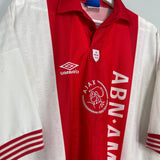 Shop 1995/96 AJAX #11 *DE MEER* HOME SHIRT (XXL) UMBRO, classic football shirts, vintage football shirts & retro soccer jerseys at Cult Kits