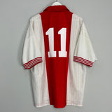 Shop 1995/96 AJAX #11 *DE MEER* HOME SHIRT (XXL) UMBRO, classic football shirts, vintage football shirts & retro soccer jerseys at Cult Kits