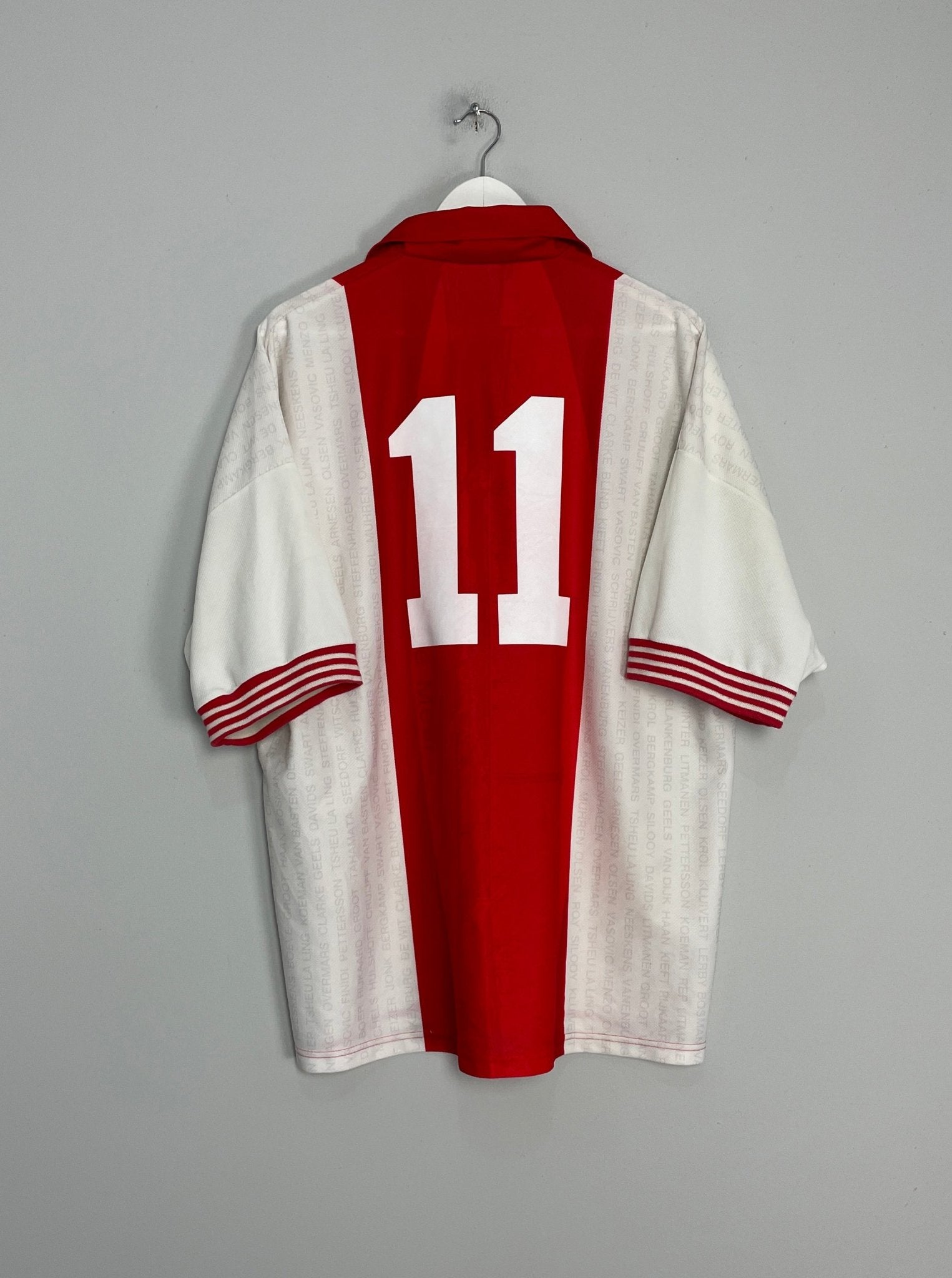 Shop 1995/96 AJAX #11 *DE MEER* HOME SHIRT (XXL) UMBRO, classic football shirts, vintage football shirts & retro soccer jerseys at Cult Kits