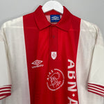 Shop 1995/96 AJAX *DE MEER* HOME SHIRT (M) UMBRO, classic football shirts, vintage football shirts & retro soccer jerseys at Cult Kits