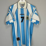 1995/96 ARGENTINA 7 HOME SHIRT (L) ADIDAS - Cult Kits - Large - Buy Vintage Football Shirts, Authentic Retro Football Shirts For Sale, Classic Football Shirts & Soccer Jersey