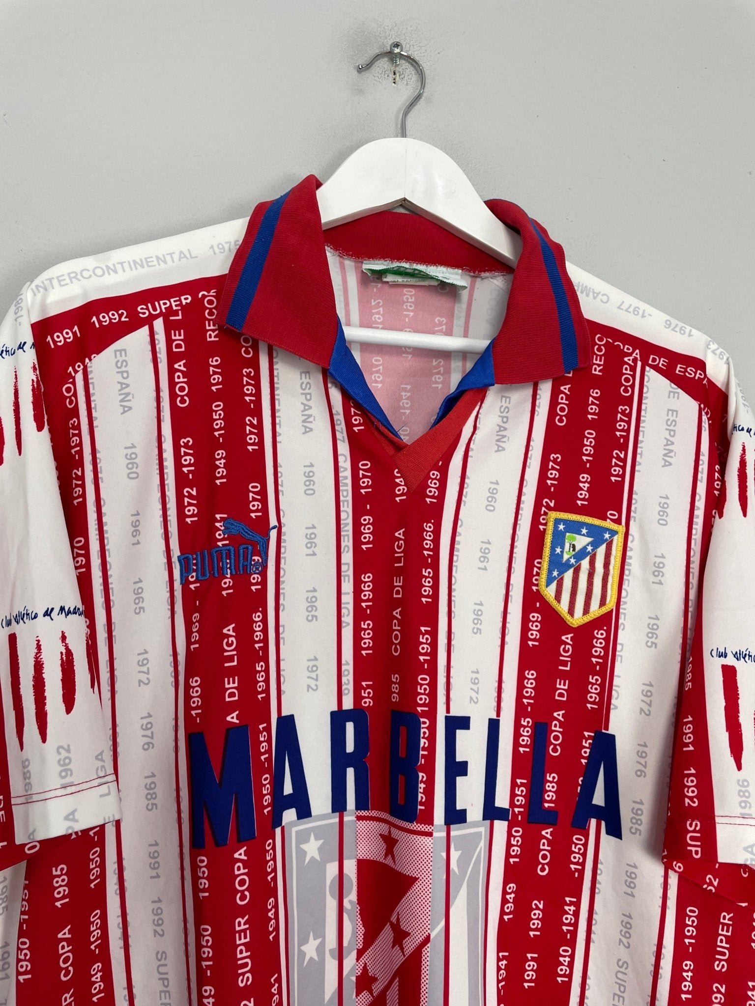 Shop 1995/96 ATLETICO MADRID HOME SHIRT (L) PUMA, classic football shirts, vintage football shirts & retro soccer jerseys at Cult Kits