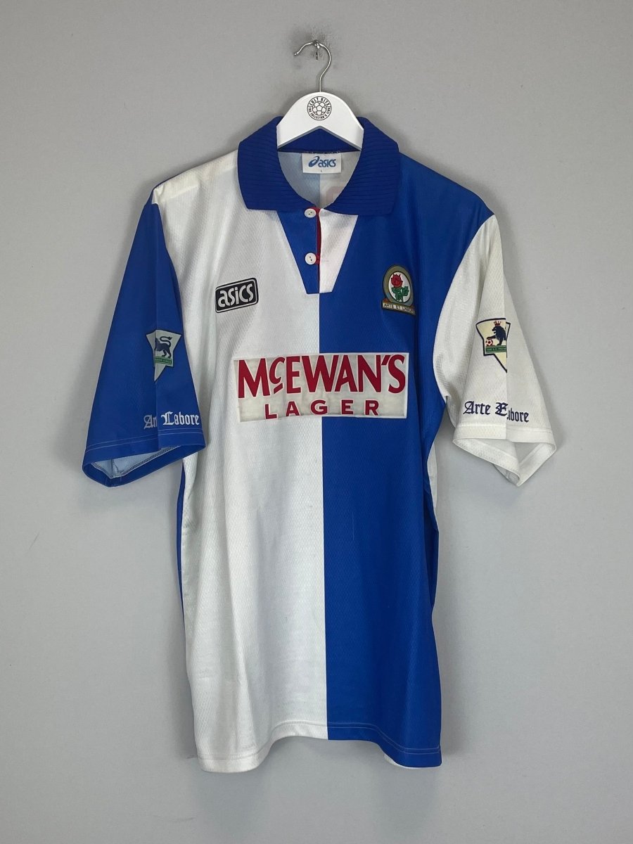 1995/96 BLACKBURN ROVERS SHERWOOD 4 HOME SHIRT (L) ASICS - Cult Kits - Large - Buy Vintage Football Shirts, Authentic Retro Football Shirts For Sale, Classic Football Shirts & Soccer Jersey