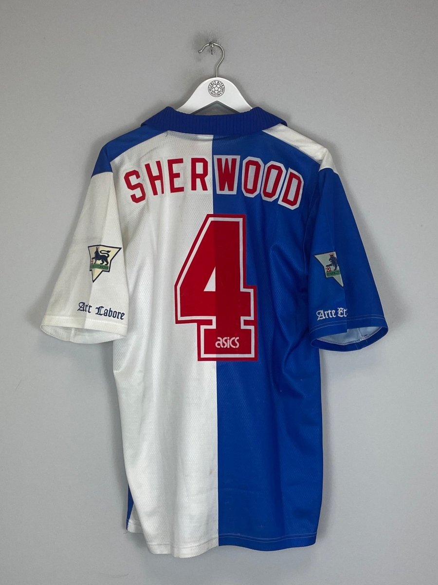 1995/96 BLACKBURN ROVERS SHERWOOD 4 HOME SHIRT (L) ASICS - Cult Kits - Large - Buy Vintage Football Shirts, Authentic Retro Football Shirts For Sale, Classic Football Shirts & Soccer Jersey