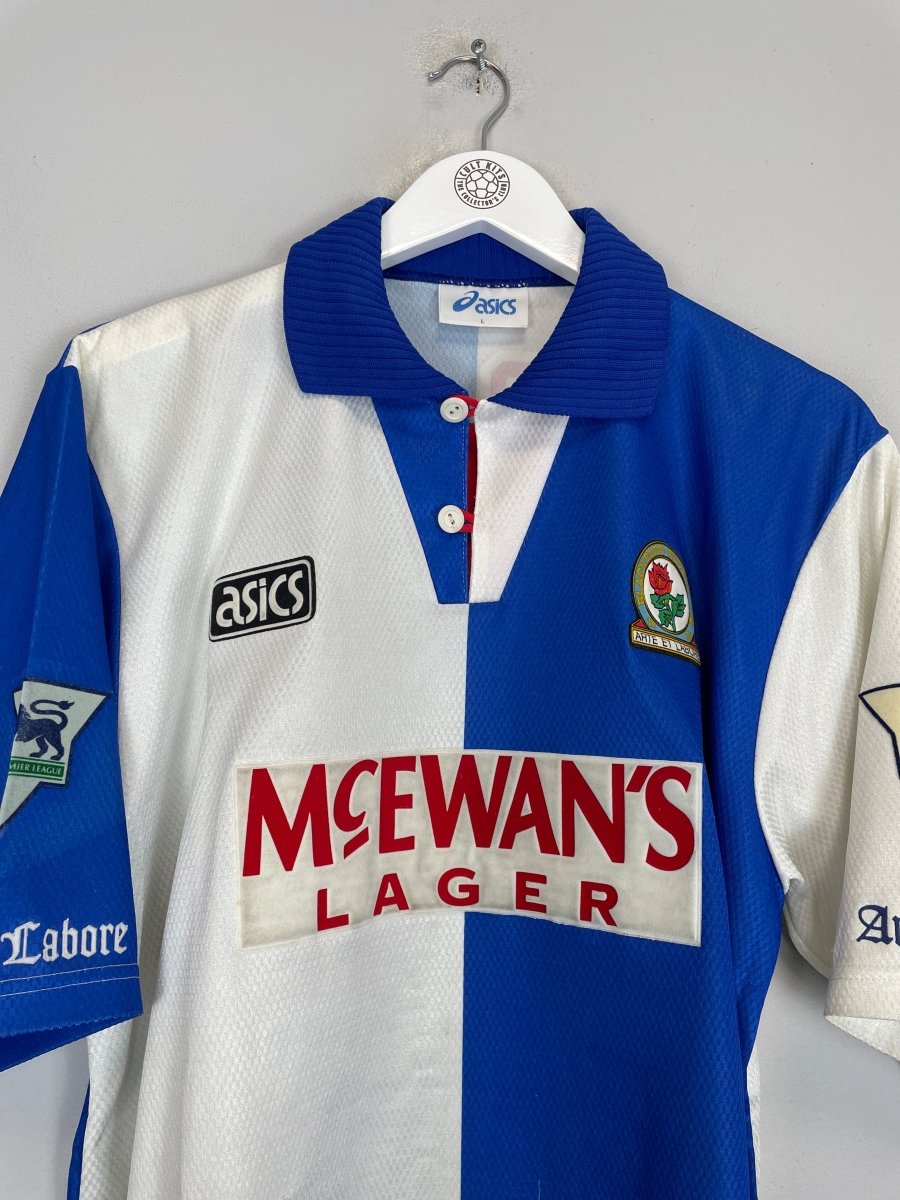 1995/96 BLACKBURN ROVERS SHERWOOD 4 HOME SHIRT (L) ASICS - Cult Kits - Large - Buy Vintage Football Shirts, Authentic Retro Football Shirts For Sale, Classic Football Shirts & Soccer Jersey