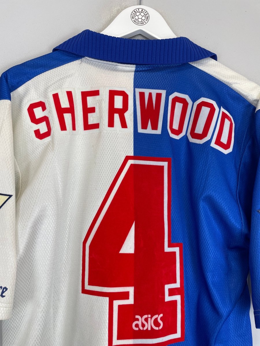 1995/96 BLACKBURN ROVERS SHERWOOD 4 HOME SHIRT (L) ASICS - Cult Kits - Large - Buy Vintage Football Shirts, Authentic Retro Football Shirts For Sale, Classic Football Shirts & Soccer Jersey