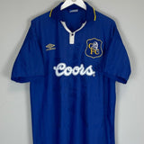 1995/96 CHELSEA HOME SHIRT (XL) UMBRO - Cult Kits - XL - Buy Vintage Football Shirts, Authentic Retro Football Shirts For Sale, Classic Football Shirts & Soccer Jersey