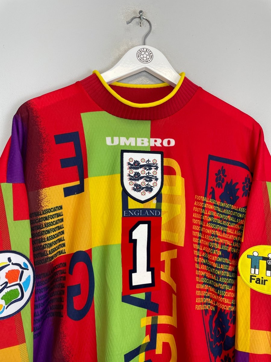 1995/96 ENGLAND SEAMAN 1 GK SHIRT (M) UMBRO - Cult Kits - Medium - Buy Vintage Football Shirts, Authentic Retro Football Shirts For Sale, Classic Football Shirts & Soccer Jersey