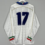Shop 1995/96 ITALY #17 L/S *PLAYER ISSUE* AWAY SHIRT (L) NIKE, classic football shirts, vintage football shirts & retro soccer jerseys at Cult Kits