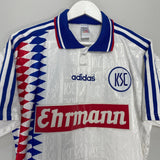 Shop 1995/96 KARLSRUHE HOME SHIRT (M) ADIDAS, classic football shirts, vintage football shirts & retro soccer jerseys at Cult Kits