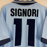 1995/96 LAZIO SIGNORI 11 *MATCH ISSUE* HOME SHIRT (XL) UMBRO - Cult Kits - XL - Buy Vintage Football Shirts, Authentic Retro Football Shirts For Sale, Classic Football Shirts & Soccer Jersey