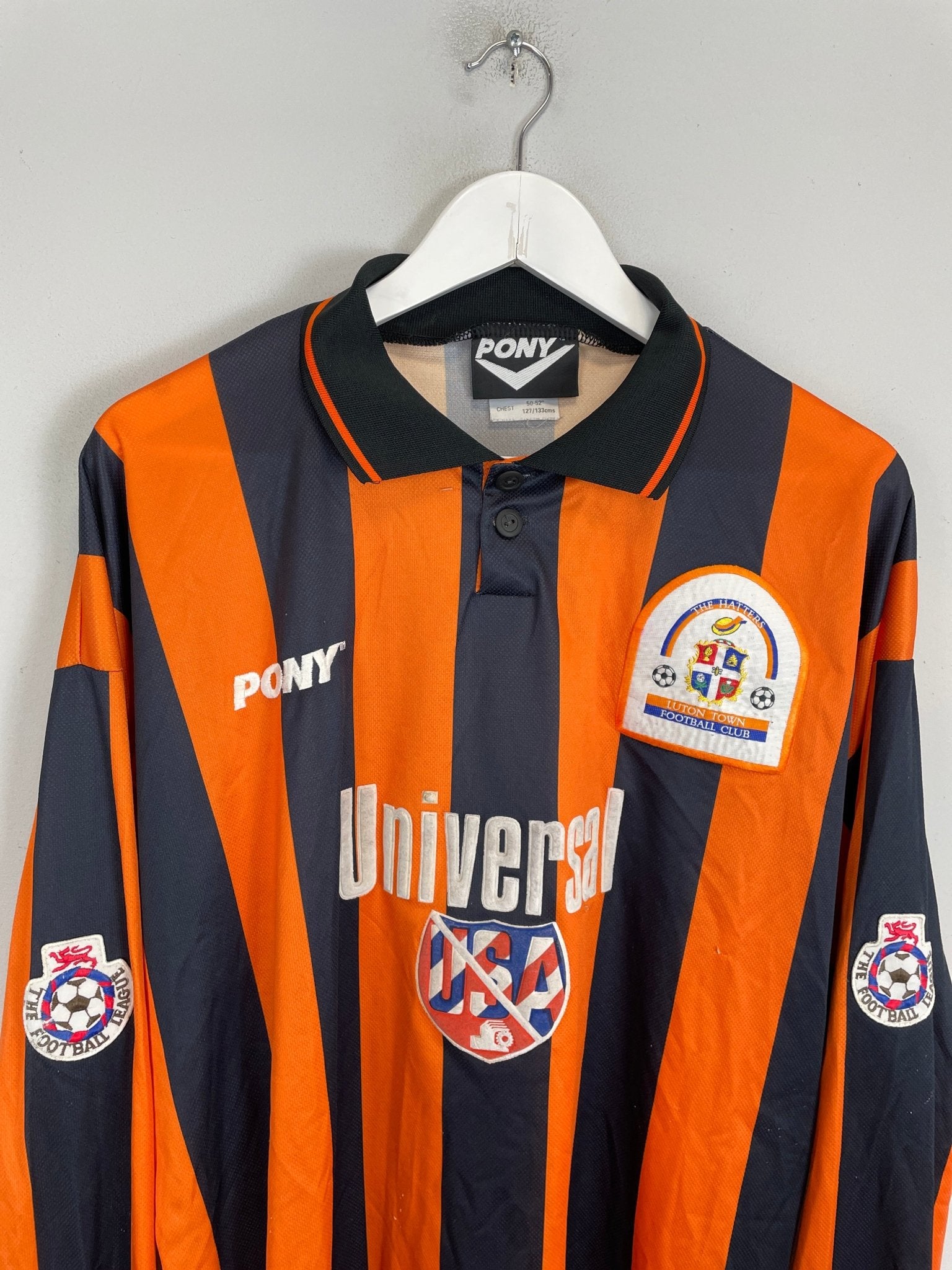 Shop 1995/96 LUTON TOWN L/S *PLAYER ISSUE* AWAY SHIRT (XXL) PONY, classic football shirts, vintage football shirts & retro soccer jerseys at Cult Kits