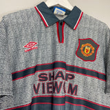 Shop 1995/96 MANCHESTER UNITED CANTONA #7 AWAY SHIRT (L) UMBRO, classic football shirts, vintage football shirts & retro soccer jerseys at Cult Kits
