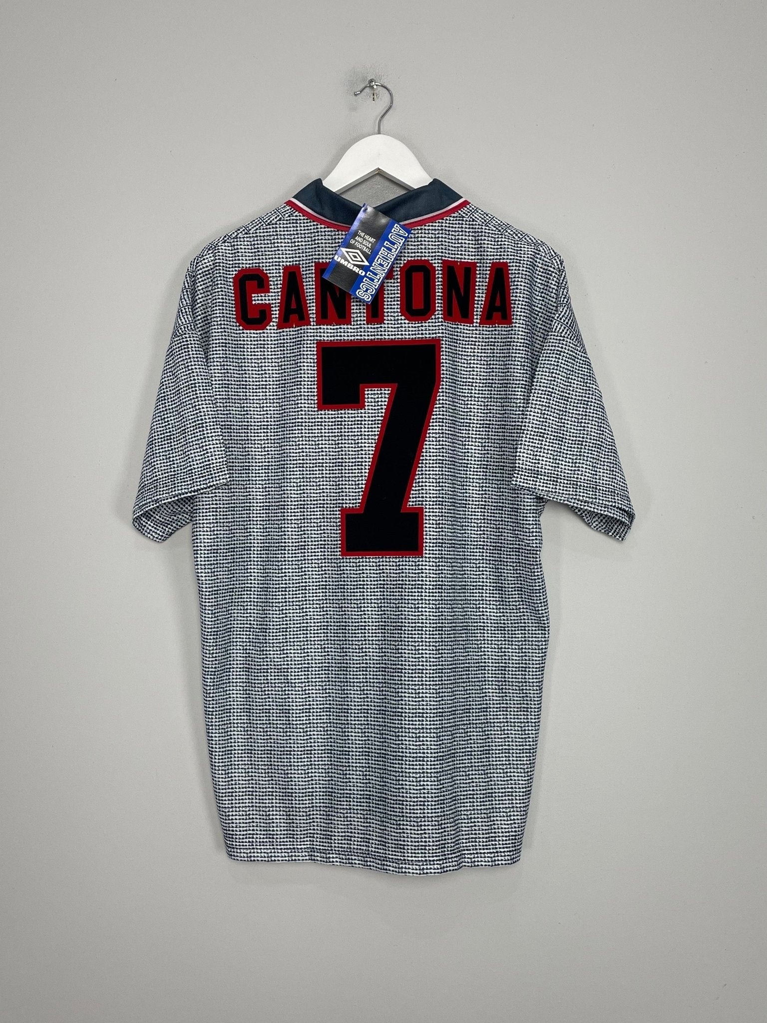 Shop 1995/96 MANCHESTER UNITED CANTONA #7 *BNWT* AWAY SHIRT (L) UMBRO, classic football shirts, vintage football shirts & retro soccer jerseys at Cult Kits