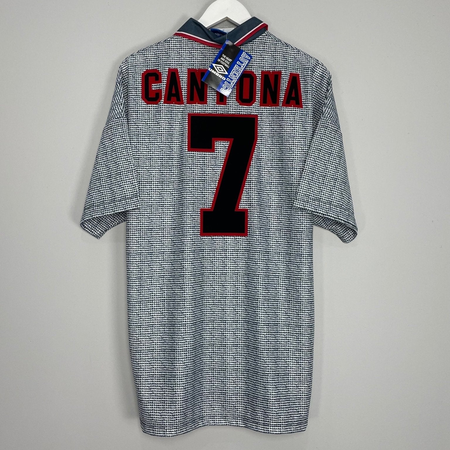 Shop 1995/96 MANCHESTER UNITED CANTONA #7 *BNWT* AWAY SHIRT (XL) UMBRO, classic football shirts, vintage football shirts & retro soccer jerseys at Cult Kits