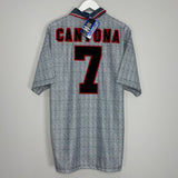 Shop 1995/96 MANCHESTER UNITED CANTONA #7 *BNWT* AWAY SHIRT (XL) UMBRO, classic football shirts, vintage football shirts & retro soccer jerseys at Cult Kits