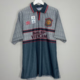 Shop 1995/96 MANCHESTER UNITED CANTONA #7 *BNWT* AWAY SHIRT (XL) UMBRO, classic football shirts, vintage football shirts & retro soccer jerseys at Cult Kits