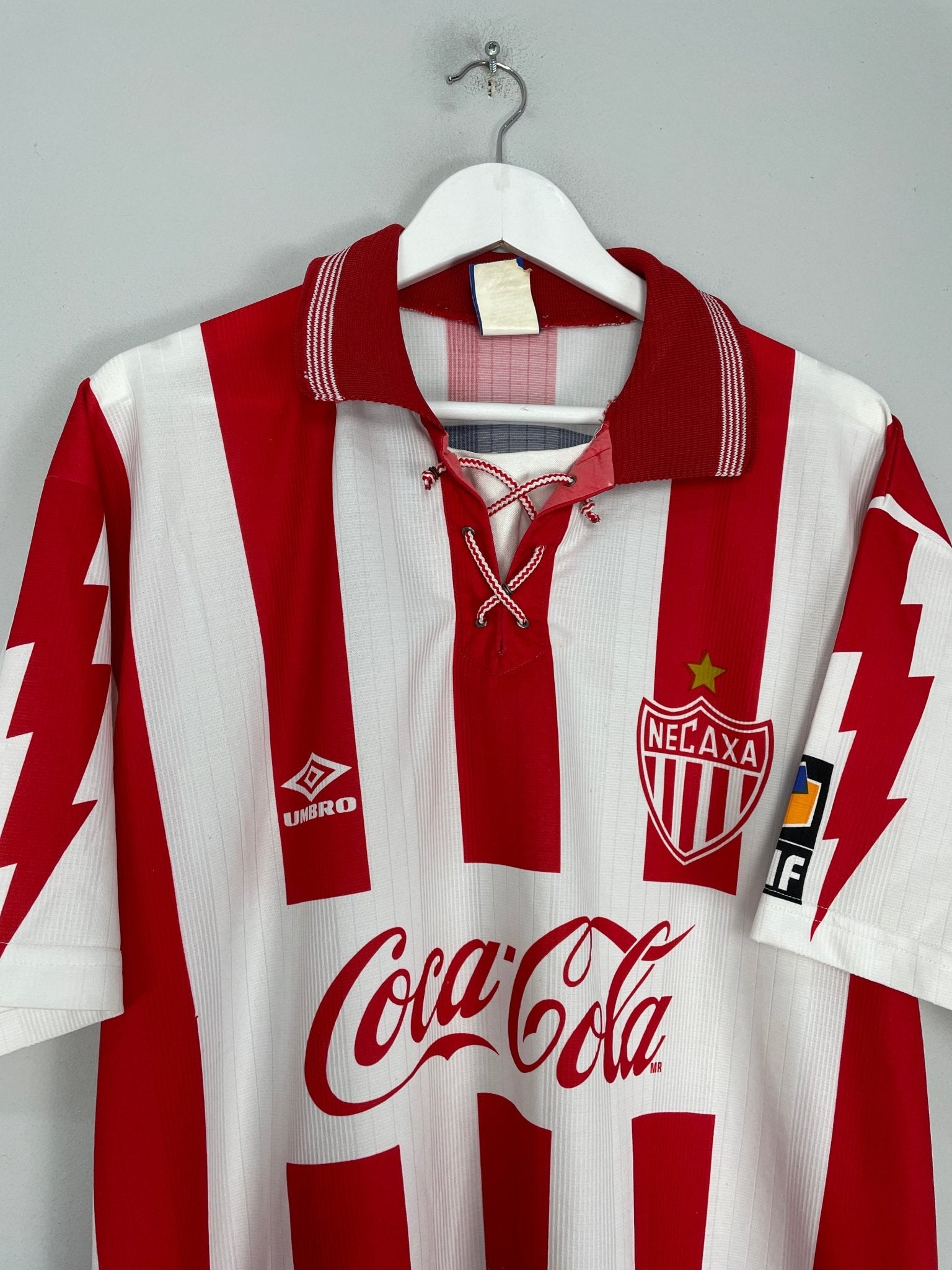 Shop 1995/96 NECAXA HOME SHIRT (L) UMBRO, classic football shirts, vintage football shirts & retro soccer jerseys at Cult Kits