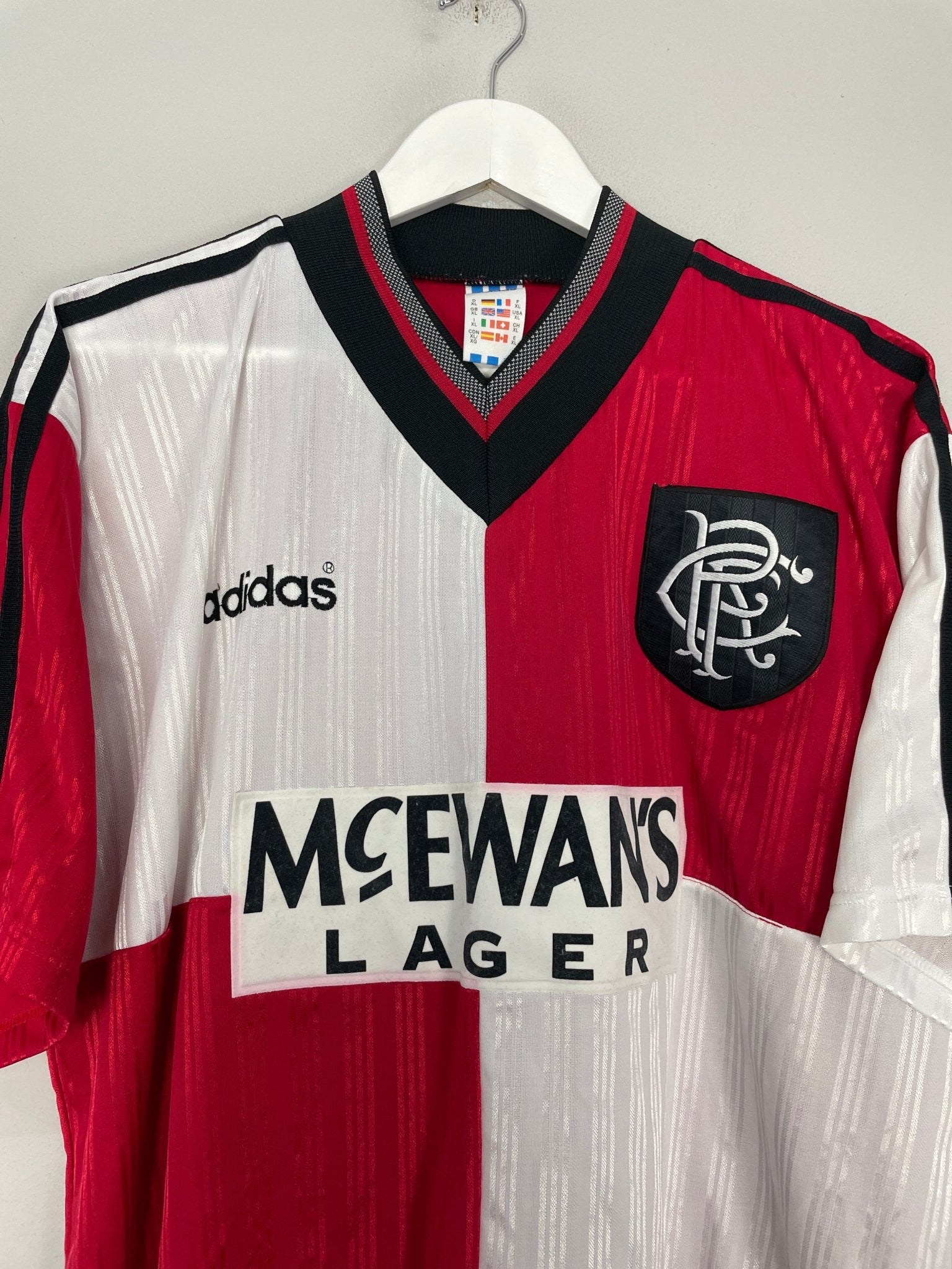 Shop 1995/96 RANGERS *MINT* AWAY SHIRT (XL) ADIDAS, classic football shirts, vintage football shirts & retro soccer jerseys at Cult Kits