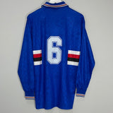 Shop 1995/96 SAMPDORIA #6 L/S HOME SHIRT (L) ASICS, classic football shirts, vintage football shirts & retro soccer jerseys at Cult Kits