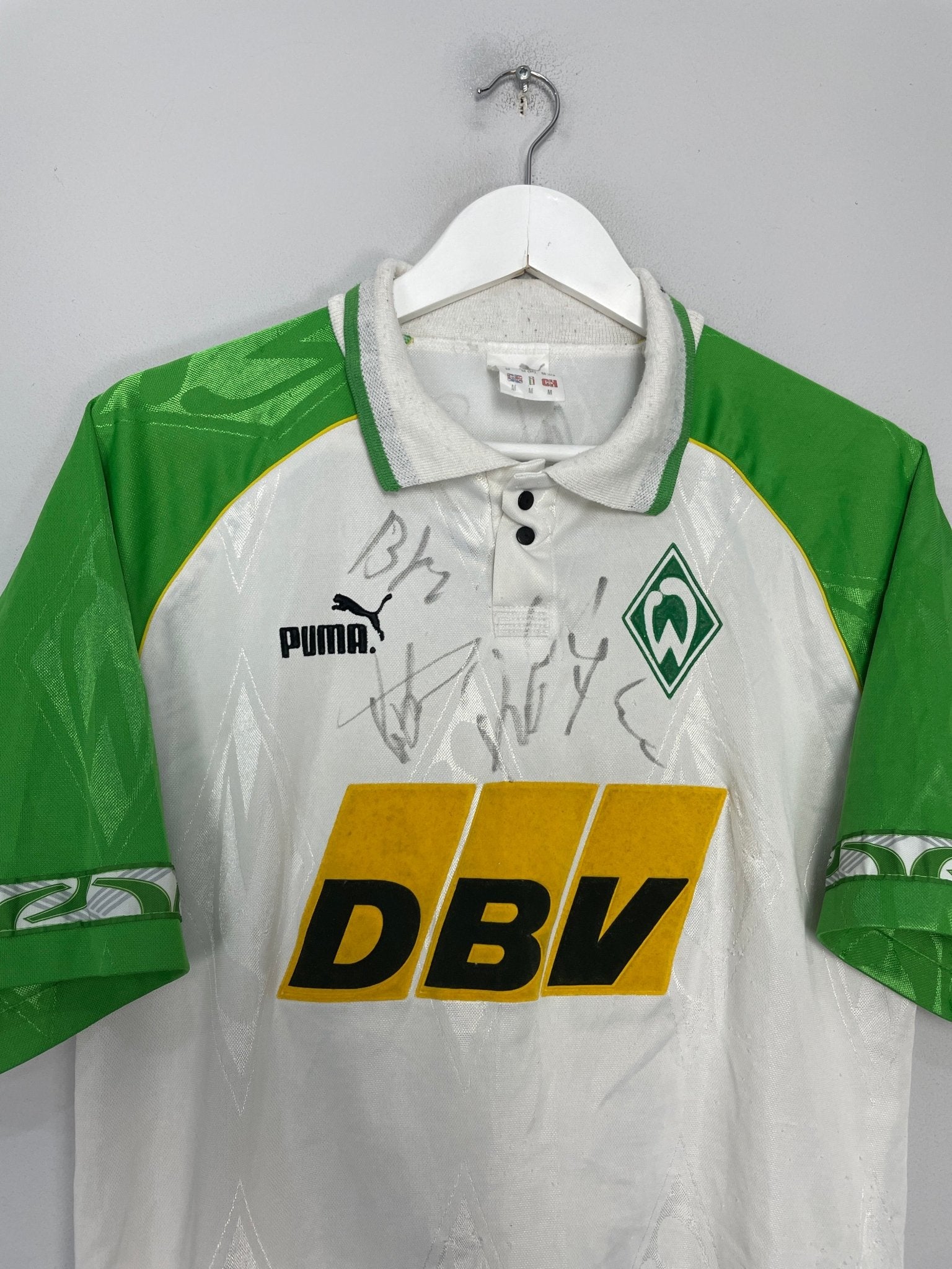 Shop 1995/96 WERDER BREMEN *SIGNED* HOME SHIRT (M) PUMA, classic football shirts, vintage football shirts & retro soccer jerseys at Cult Kits
