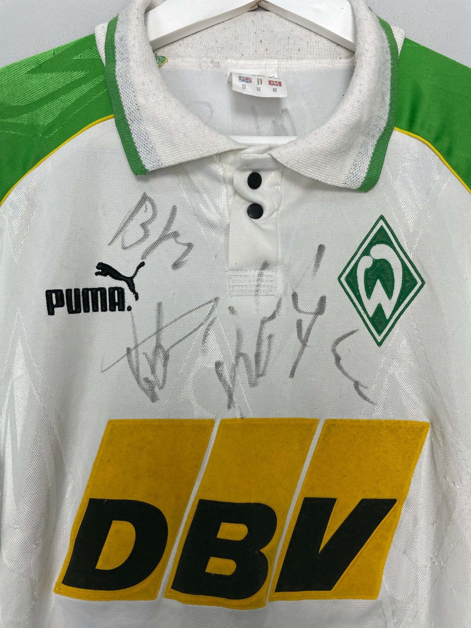 Shop 1995/96 WERDER BREMEN *SIGNED* HOME SHIRT (M) PUMA, classic football shirts, vintage football shirts & retro soccer jerseys at Cult Kits