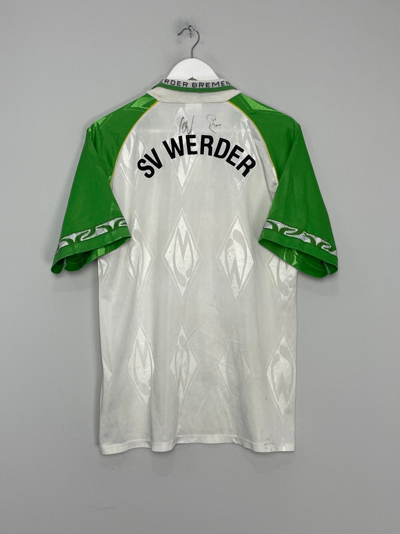 Shop 1995/96 WERDER BREMEN *SIGNED* HOME SHIRT (M) PUMA, classic football shirts, vintage football shirts & retro soccer jerseys at Cult Kits