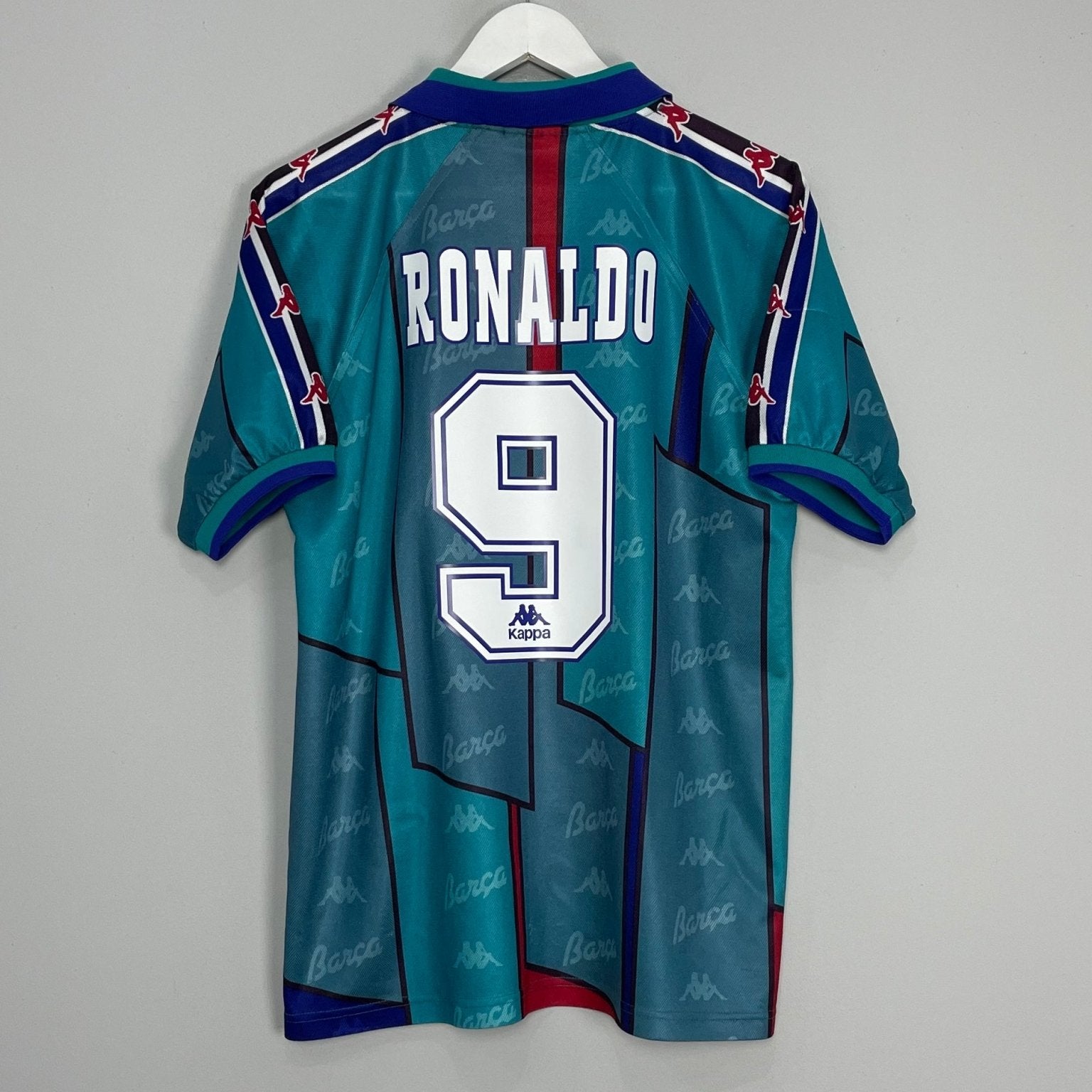 Shop 1995/97 BARCELONA RONALDO #9 AWAY SHIRT (S) KAPPA, classic football shirts, vintage football shirts & retro soccer jerseys at Cult Kits